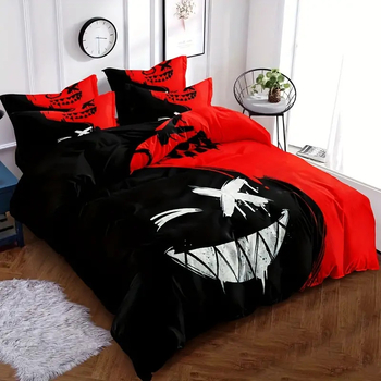 Juodai raudona dėlionė, 3D didelės raiškos skaitmeninis spausdinimas, pūkinė antklodės užvalkalų komplektas, patalynė, pasienio linija