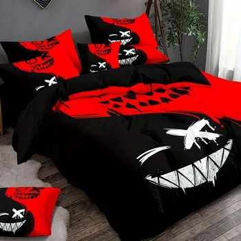 Juodai raudona dėlionė, 3D didelės raiškos skaitmeninis spausdinimas, pūkinė antklodės užvalkalų komplektas, patalynė, pasienio linija