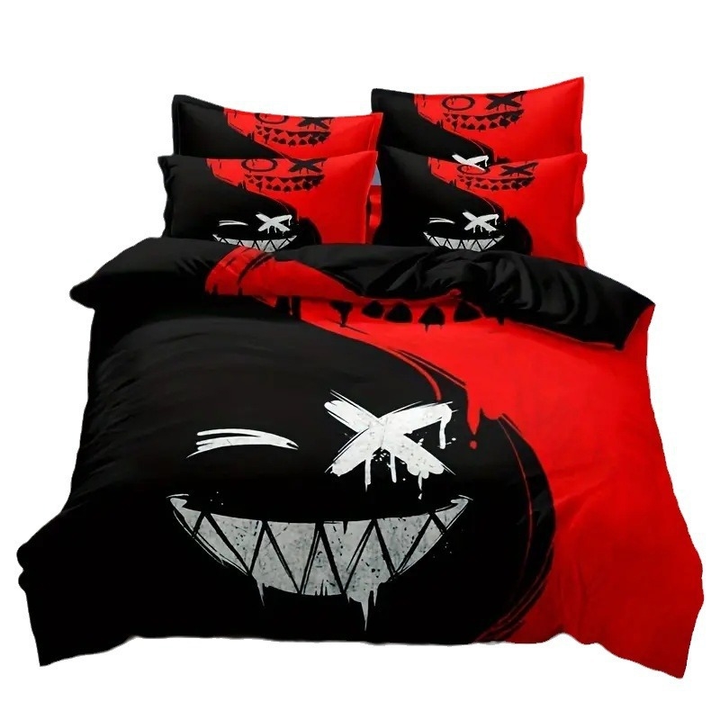 Juodai raudona dėlionė, 3D didelės raiškos skaitmeninis spausdinimas, pūkinė antklodės užvalkalų komplektas, patalynė, pasienio linija
