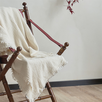 A klasės medvilninis keturių sluoksnių marlės apklotas su kutais, retro stiliaus, sofos apklotas, sofos biuro apklotas, medvilninis apklotas, visiems metų laikams, universalus