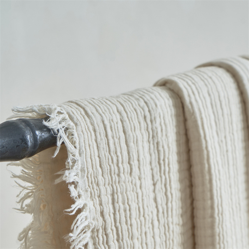 A klasės medvilninis keturių sluoksnių marlės apklotas su kutais, retro stiliaus, sofos apklotas, sofos biuro apklotas, medvilninis apklotas, visiems metų laikams, universalus