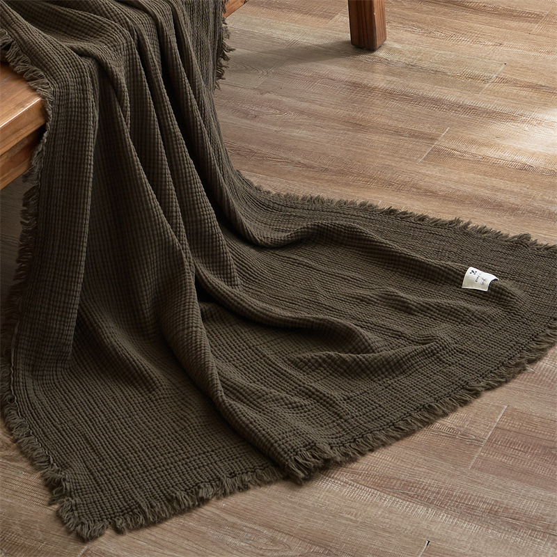 A klasės medvilninis keturių sluoksnių marlės apklotas su kutais, retro stiliaus, sofos apklotas, sofos biuro apklotas, medvilninis apklotas, visiems metų laikams, universalus