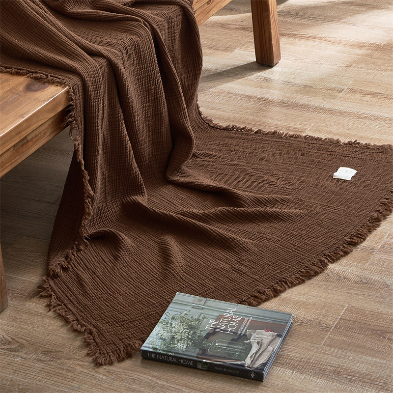 A klasės medvilninis keturių sluoksnių marlės apklotas su kutais, retro stiliaus, sofos apklotas, sofos biuro apklotas, medvilninis apklotas, visiems metų laikams, universalus