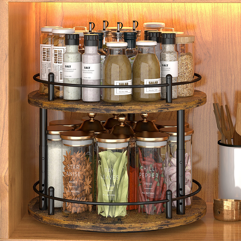 В наличност, плот, дървена дъска за съхранение на козметични чинии, кухненски рафт за съхранение на бутилки с подправки, олио, сол, сос и оцет, трансграничен