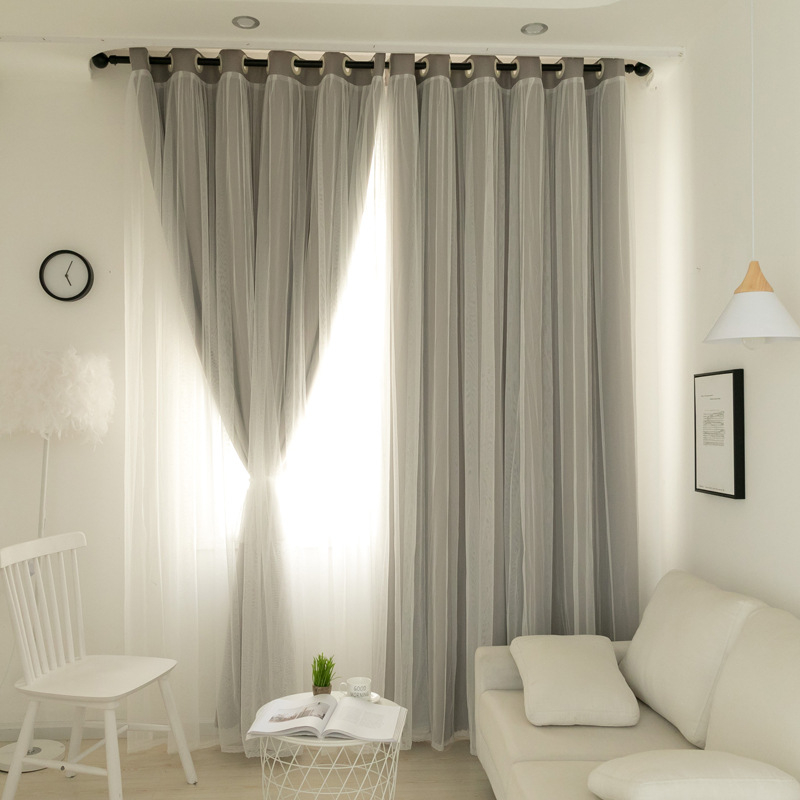 Moodne hele luksuslik pimendav kardin küberpopulaarne TikToki printsessi stiilis tüdrukute magamistoa elutoa kahekordse pitsilise marli kardin Põhjamaade stiilis