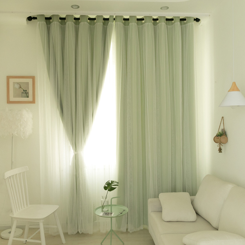 Moodne hele luksuslik pimendav kardin küberpopulaarne TikToki printsessi stiilis tüdrukute magamistoa elutoa kahekordse pitsilise marli kardin Põhjamaade stiilis