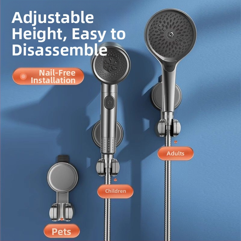 Скоба за душ с вендуза, фиксирана, подвижна, регулируема, стойка за душ за баня, аксесоари за спринклери, без перфоратор
