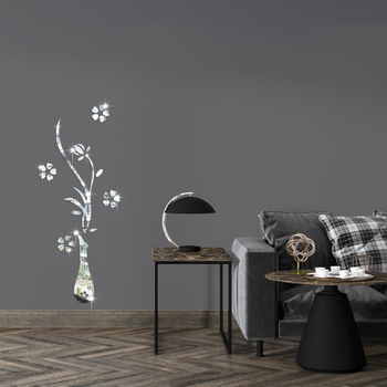 JM3193 tarpvalstybiniai akriliniai vazos gėlių veidrodiniai lipdukai namų fonui, svetainei, valgomajam, lipnūs fono dekoratyviniai lipdukai