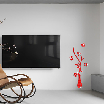 JM3193 tarpvalstybiniai akriliniai vazos gėlių veidrodiniai lipdukai namų fonui, svetainei, valgomajam, lipnūs fono dekoratyviniai lipdukai