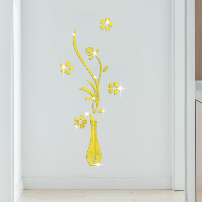 JM3193 tarpvalstybiniai akriliniai vazos gėlių veidrodiniai lipdukai namų fonui, svetainei, valgomajam, lipnūs fono dekoratyviniai lipdukai