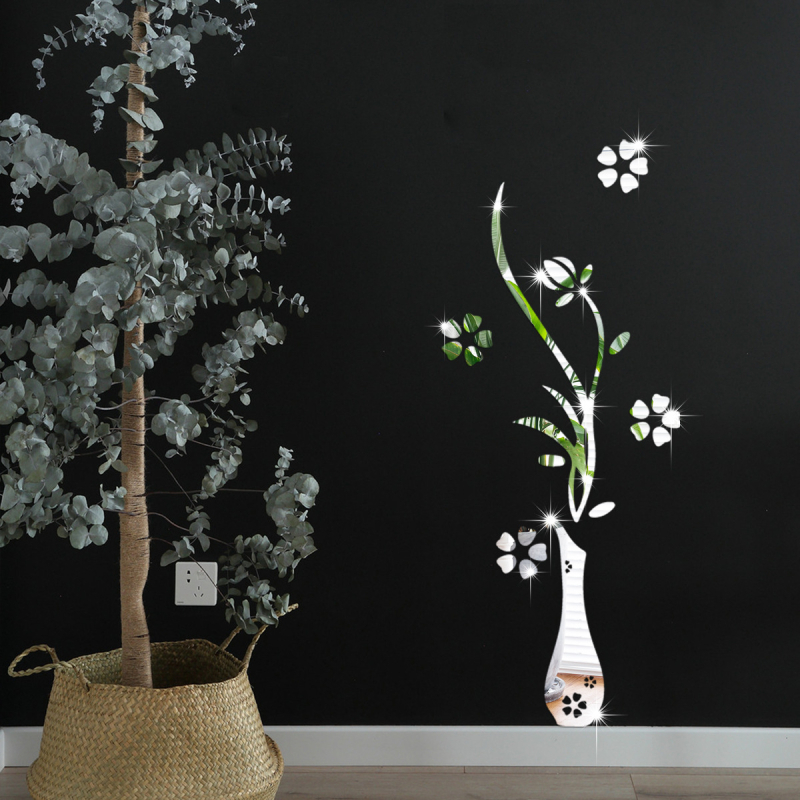 JM3193 tarpvalstybiniai akriliniai vazos gėlių veidrodiniai lipdukai namų fonui, svetainei, valgomajam, lipnūs fono dekoratyviniai lipdukai