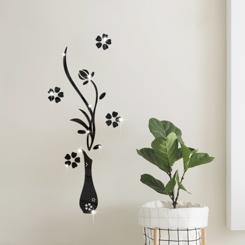 JM3193 tarpvalstybiniai akriliniai vazos gėlių veidrodiniai lipdukai namų fonui, svetainei, valgomajam, lipnūs fono dekoratyviniai lipdukai