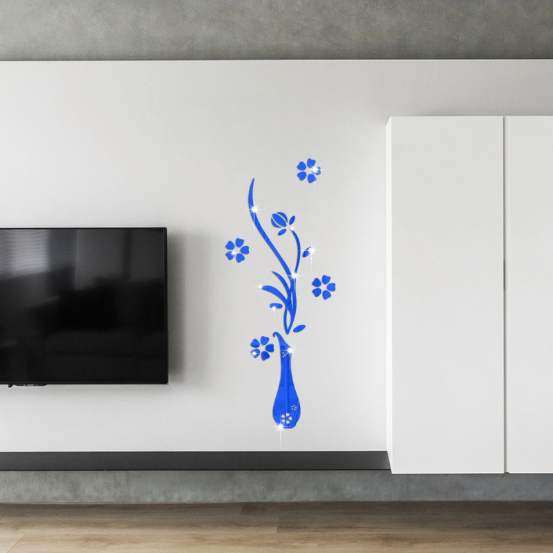 JM3193 tarpvalstybiniai akriliniai vazos gėlių veidrodiniai lipdukai namų fonui, svetainei, valgomajam, lipnūs fono dekoratyviniai lipdukai