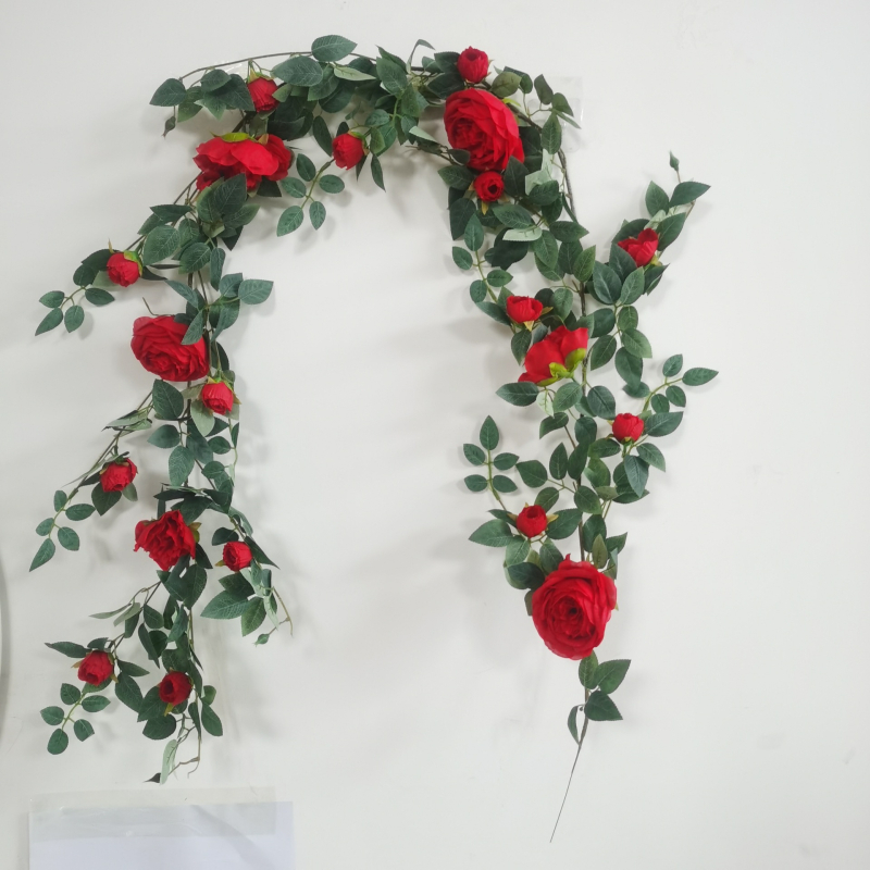 Simulācijas rožu vīnogulājs plastmasas viltus zieds rožu zieds sienas karājas vīnogulāja sienas iekštelpu griestu dekorēšana ekranēšana vairumtirdzniecība