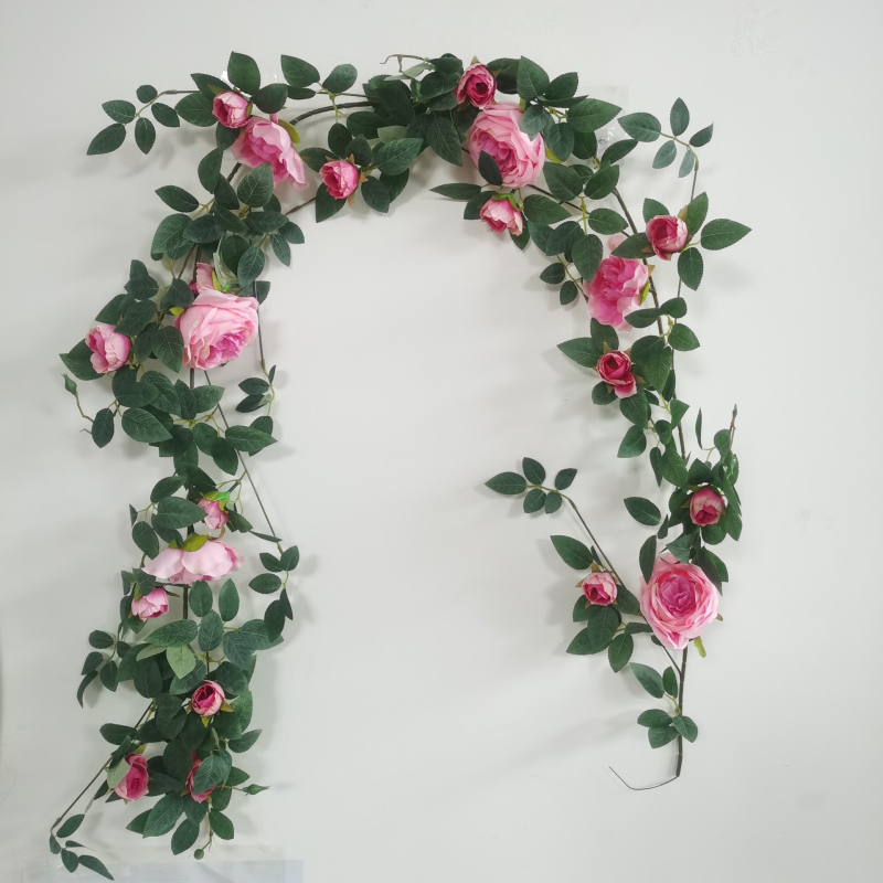 Simulācijas rožu vīnogulājs plastmasas viltus zieds rožu zieds sienas karājas vīnogulāja sienas iekštelpu griestu dekorēšana ekranēšana vairumtirdzniecība