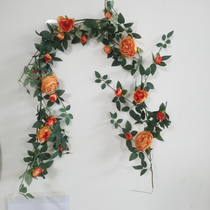 Simulācijas rožu vīnogulājs plastmasas viltus zieds rožu zieds sienas karājas vīnogulāja sienas iekštelpu griestu dekorēšana ekranēšana vairumtirdzniecība