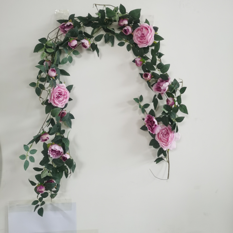 Simulācijas rožu vīnogulājs plastmasas viltus zieds rožu zieds sienas karājas vīnogulāja sienas iekštelpu griestu dekorēšana ekranēšana vairumtirdzniecība