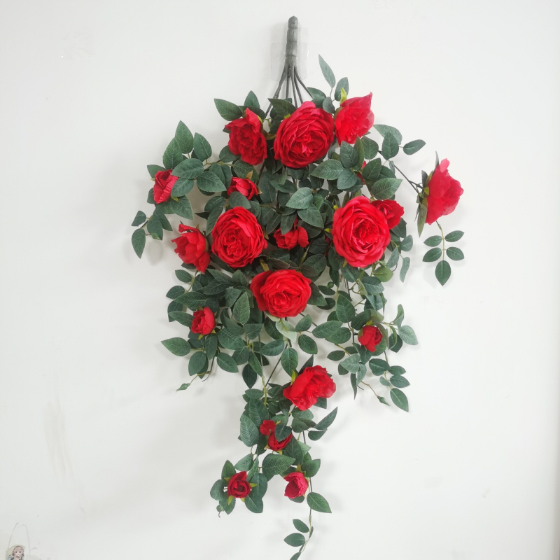 Simulācijas rožu vīnogulājs plastmasas viltus zieds rožu zieds sienas karājas vīnogulāja sienas iekštelpu griestu dekorēšana ekranēšana vairumtirdzniecība