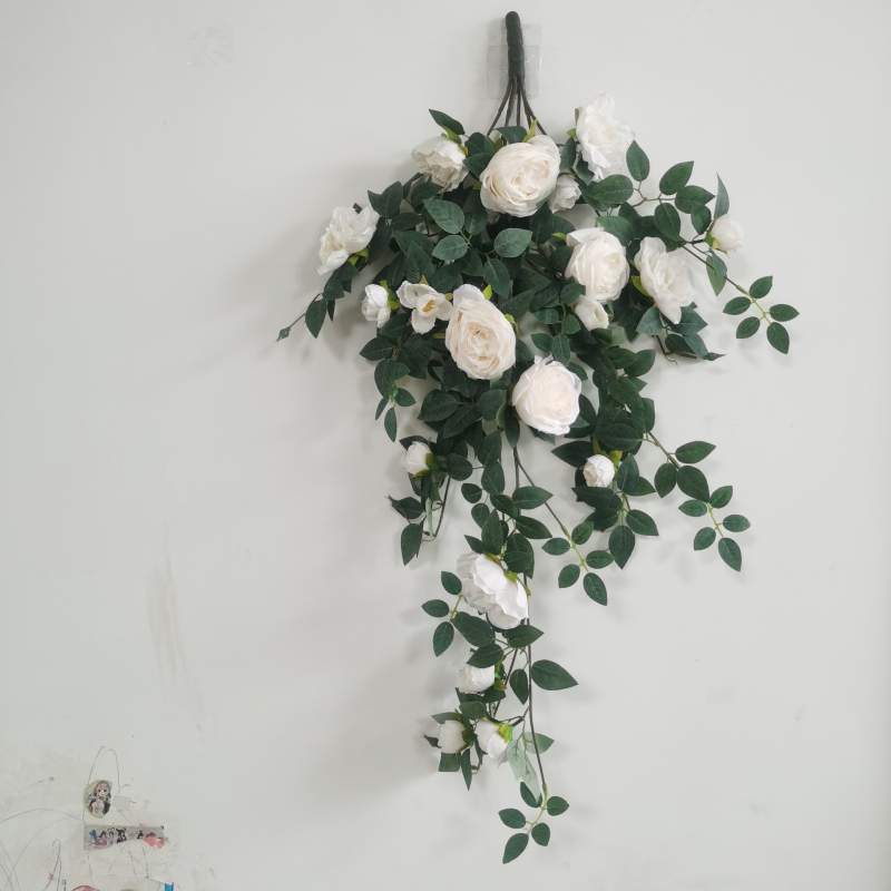 Simulācijas rožu vīnogulājs plastmasas viltus zieds rožu zieds sienas karājas vīnogulāja sienas iekštelpu griestu dekorēšana ekranēšana vairumtirdzniecība