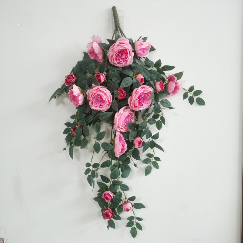 Simulācijas rožu vīnogulājs plastmasas viltus zieds rožu zieds sienas karājas vīnogulāja sienas iekštelpu griestu dekorēšana ekranēšana vairumtirdzniecība