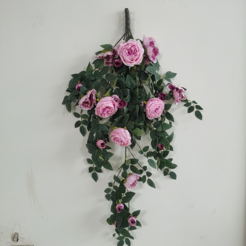 Simulācijas rožu vīnogulājs plastmasas viltus zieds rožu zieds sienas karājas vīnogulāja sienas iekštelpu griestu dekorēšana ekranēšana vairumtirdzniecība