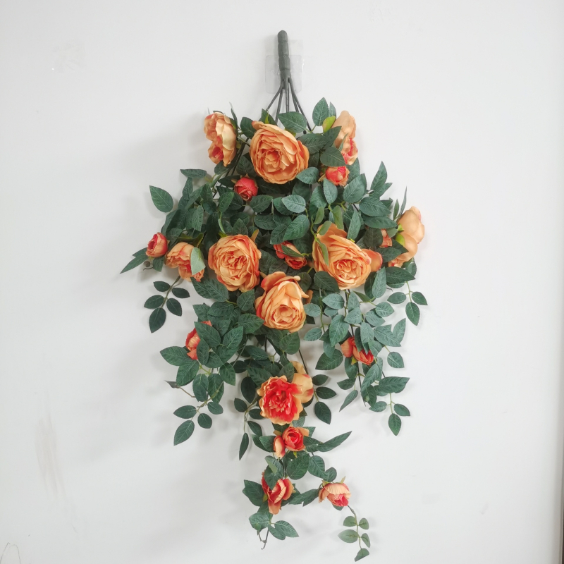 Simulācijas rožu vīnogulājs plastmasas viltus zieds rožu zieds sienas karājas vīnogulāja sienas iekštelpu griestu dekorēšana ekranēšana vairumtirdzniecība