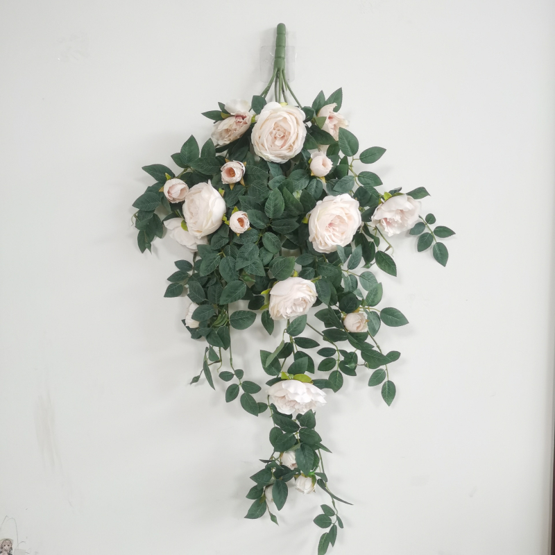 Simulācijas rožu vīnogulājs plastmasas viltus zieds rožu zieds sienas karājas vīnogulāja sienas iekštelpu griestu dekorēšana ekranēšana vairumtirdzniecība