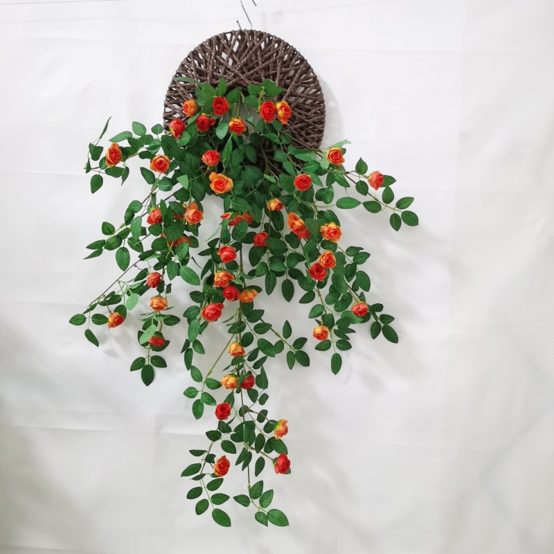 Simulācijas rožu vīnogulājs plastmasas viltus zieds rožu zieds sienas karājas vīnogulāja sienas iekštelpu griestu dekorēšana ekranēšana vairumtirdzniecība