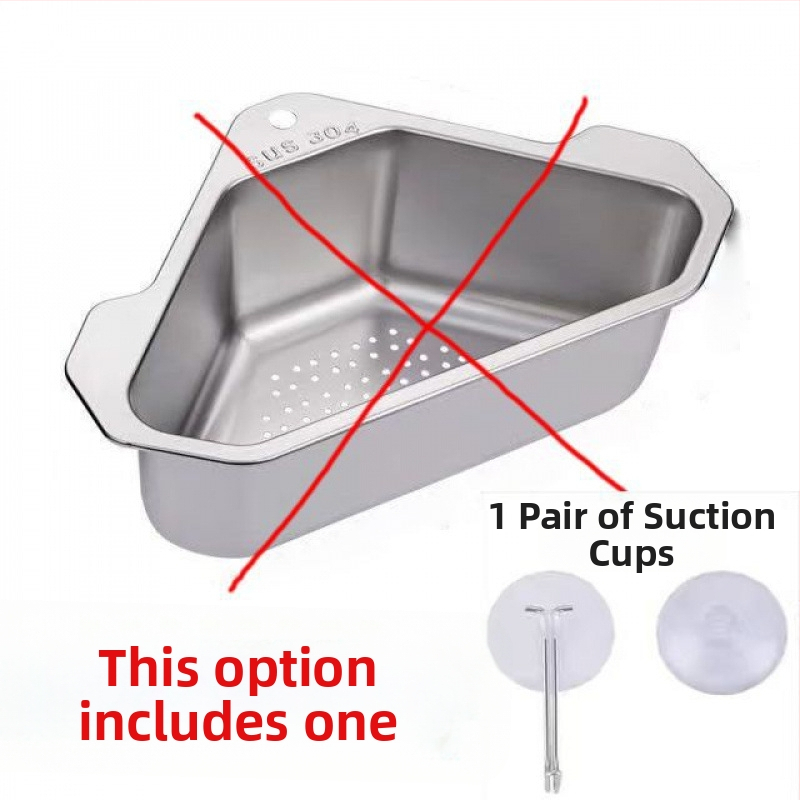 Virtuvės kriauklės nusausinimo krepšelis, 304 nerūdijančio plieno, neperforuojamas, trikampis, daržovių laikymo stovas, baseino likučių filtras