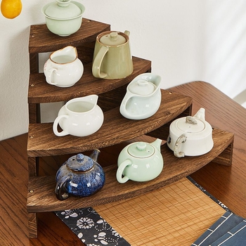 Medžio masyvo kopėčių rankų darbo papuošalų demonstravimo stovas, darbalaukio arbatos laikymo stovas, arbatinukų laikymo stovas, arbatos rinkinys