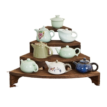 Medžio masyvo kopėčių rankų darbo papuošalų demonstravimo stovas, darbalaukio arbatos laikymo stovas, arbatinukų laikymo stovas, arbatos rinkinys