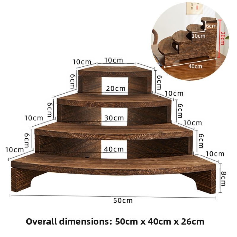 Medžio masyvo kopėčių rankų darbo papuošalų demonstravimo stovas, darbalaukio arbatos laikymo stovas, arbatinukų laikymo stovas, arbatos rinkinys