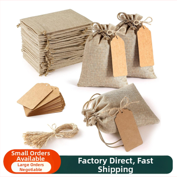 Pulmapeo kinkekott, isetehtud silt, kanepiköiest linasest kimbust taskuga, 25 ülikonnapruuni linasest kotiga, risti äärega