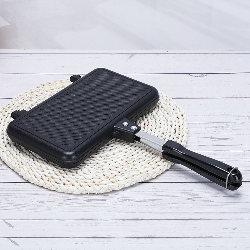 Διασυνοριακό ταψί ψησίματος για σάντουιτς, διπλής όψης, τηγάνι τσέπης με επίπεδη βάση, αποσπώμενο αντικολλητικό τηγάνι