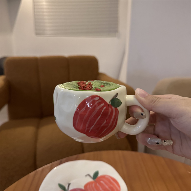 Korea stiilis käsitsi maalitud lilleline käsitsi valmistatud keraamiline kohvitass, piiriülene väärtuslik hommikusöögitass, lattetass