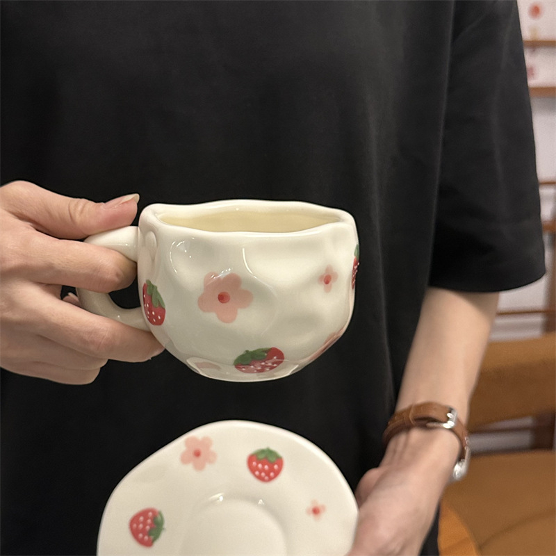 Korea stiilis käsitsi maalitud lilleline käsitsi valmistatud keraamiline kohvitass, piiriülene väärtuslik hommikusöögitass, lattetass