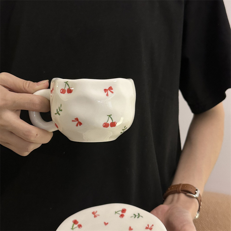 Korea stiilis käsitsi maalitud lilleline käsitsi valmistatud keraamiline kohvitass, piiriülene väärtuslik hommikusöögitass, lattetass