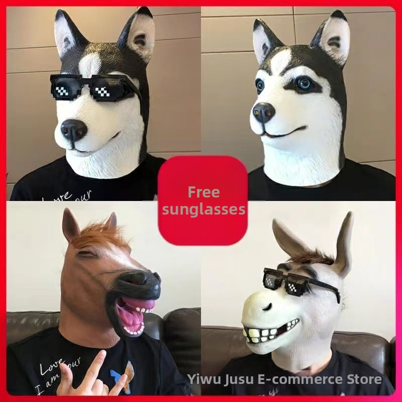 Εργοστάσιο Halloween cosplay Αστείο κεφάλι ζώων Αστεία μάσκα Γλυπτική άμμου Κούνημα Αστεία στηρίγματα Cross Border