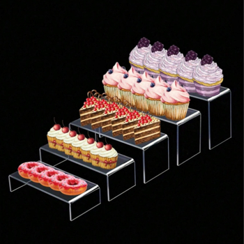 5 τεμάχια Ράφι επίδειξης κέικ σημείου επιδόρπιο Γάμος πάρτι ακρυλικό ράφι αποθήκευσης σε σχήμα U ράφι αποθήκευσης χεριών