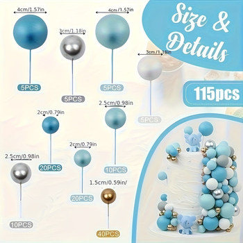 115 броя мини балони със златна топка, декорация за торта, костюм „Направи си сам“ за декорация за сватба, рожден ден, атмосфера...