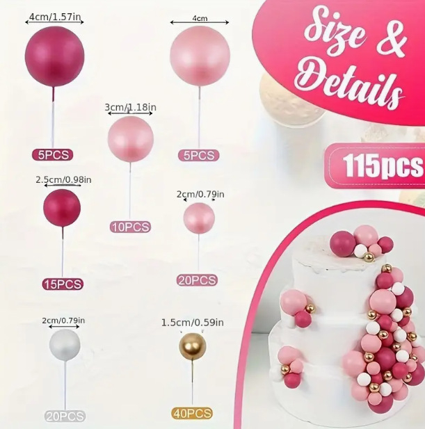 115 броя мини балони със златна топка, декорация за торта, костюм „Направи си сам“ за декорация за сватба, рожден ден, атмосфера...