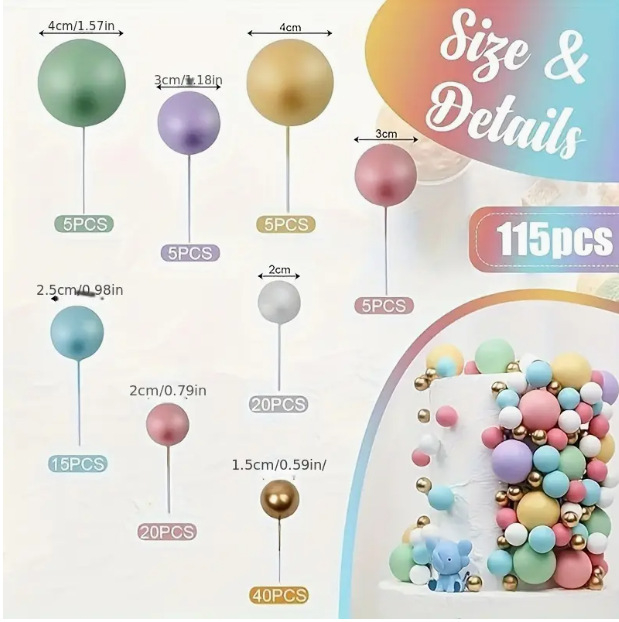 115 броя мини балони със златна топка, декорация за торта, костюм „Направи си сам“ за декорация за сватба, рожден ден, атмосфера...