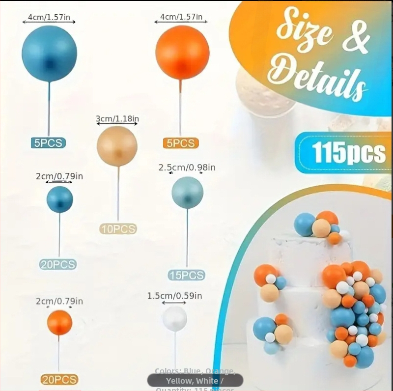 115 броя мини балони със златна топка, декорация за торта, костюм „Направи си сам“ за декорация за сватба, рожден ден, атмосфера...