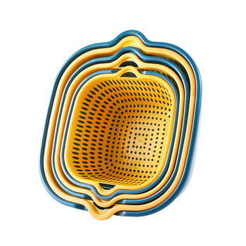 Многофункционален кухненски леген за плодове и зеленчуци, двуслоен кош за оттичане, пластмасов кух оттичащ кош за миене на ориз, кош за оттичане на съдове