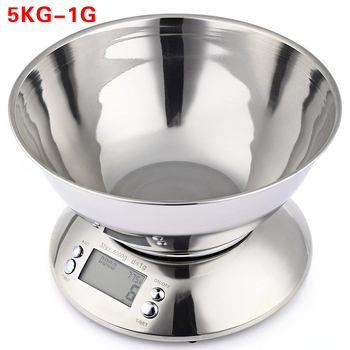 Roostevabast terasest köögikaal 5kg kausiga, majapidamise väike digitaalne lauakaal, digitaalne kaal hulgimüügi küpsetuskaal