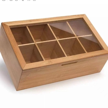 Bambusa pārrobežu tējas kaste ar 6 un 8 nodalījumiem, eksporta rūpnīcas uzglabāšanas kaste, tējas maisiņu koka kaste, pielāgota tējas dāvanu kaste