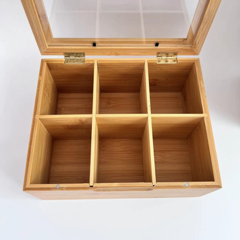 Bambusa pārrobežu tējas kaste ar 6 un 8 nodalījumiem, eksporta rūpnīcas uzglabāšanas kaste, tējas maisiņu koka kaste, pielāgota tējas dāvanu kaste