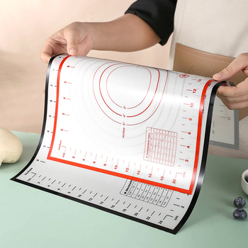 Silikoninis maistinio lygio minkymo kilimėlis virtuvei, buitiniam minkymo kilimėliui, sulankstomam cukrui su rūšiuotais tešlos kepimo įrankiais