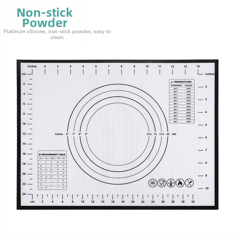 Силиконова подложка за месене за храна, кухненска подложка за месене, сгъваема захар с инструменти за печене на тесто.