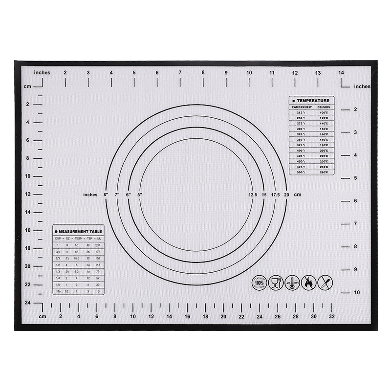 Silikoninis maistinio lygio minkymo kilimėlis virtuvei, buitiniam minkymo kilimėliui, sulankstomam cukrui su rūšiuotais tešlos kepimo įrankiais